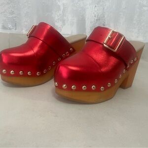 Red Studded Clogs NEW